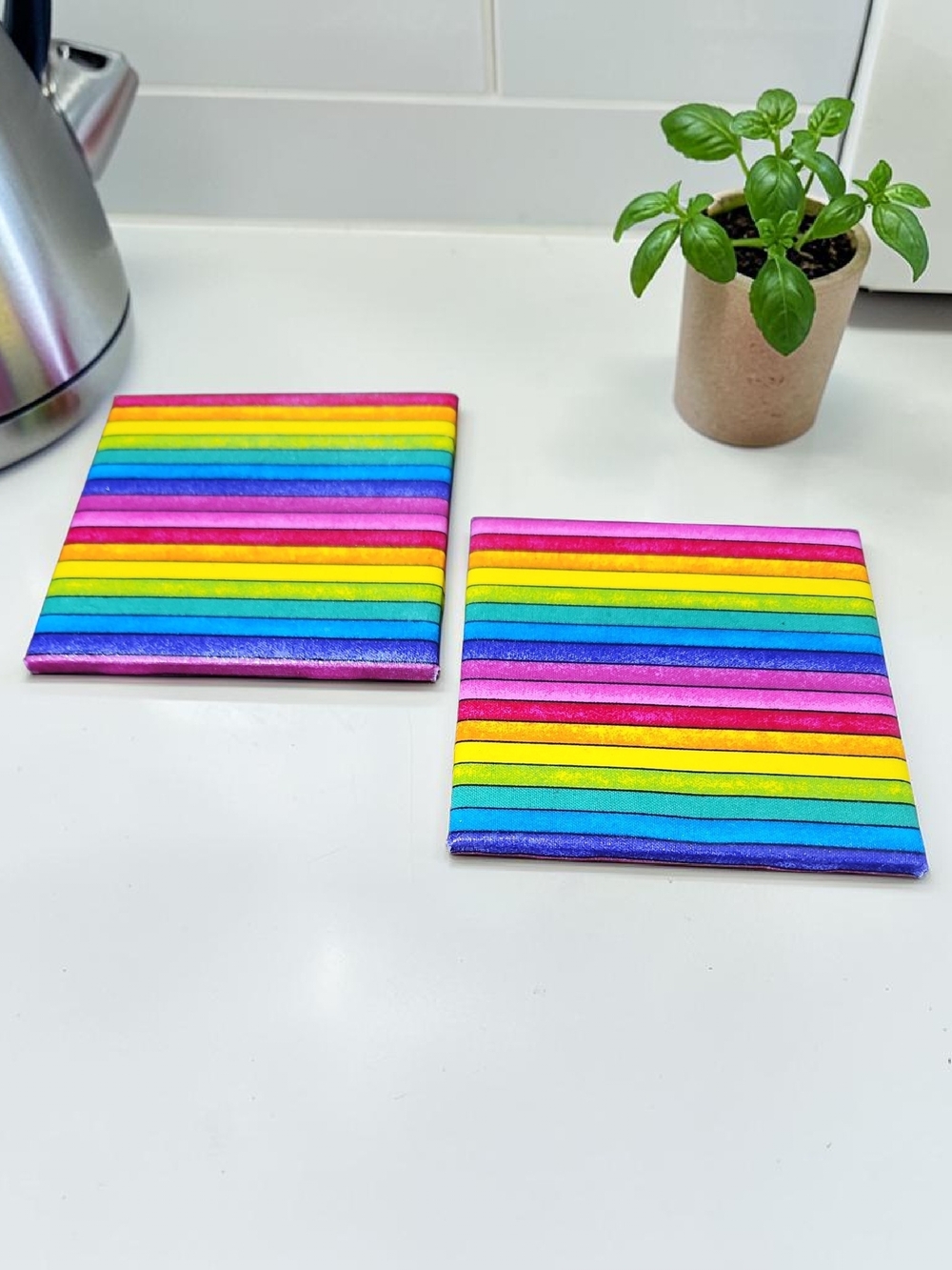 Rainbow Stripe Coaster Set